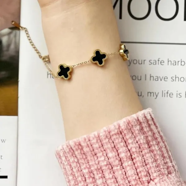 Black_Stainless_Steel_Stylish_Good_Luck_Charm_Bracelet_For_Women