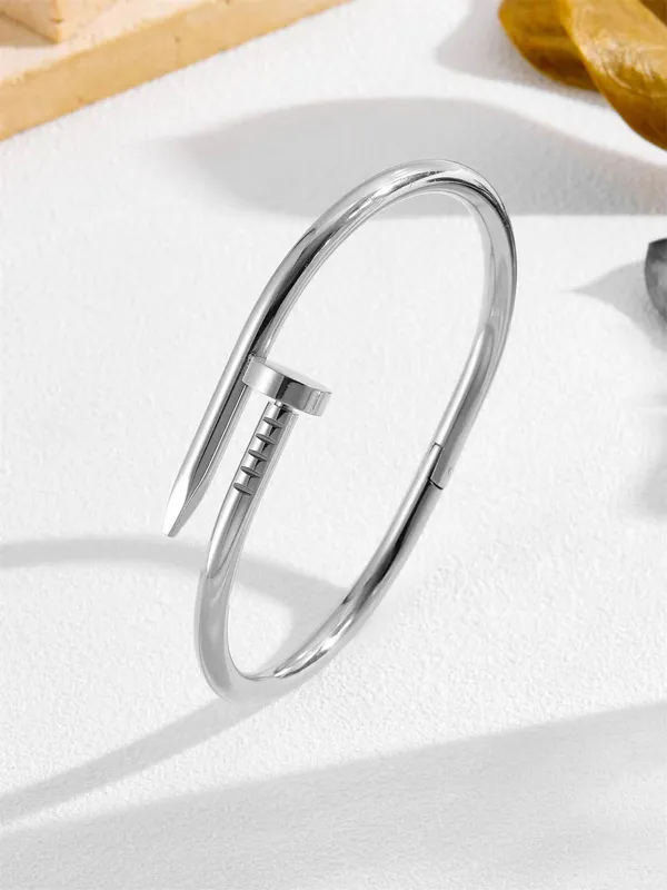Silver_Stainless_Steel_Fashion_Nail_Wrist_Bracelet_For_Women