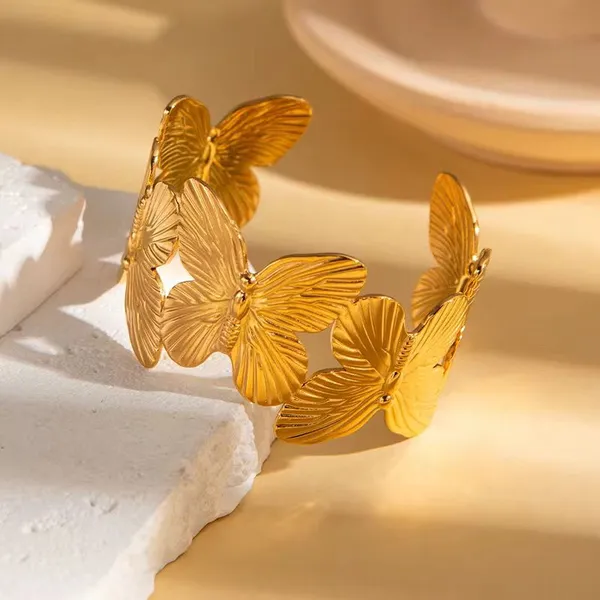 Golden_Stainless_Steel_Wide_Butterfly_Statement_Cuff_Bracelet_For_Women