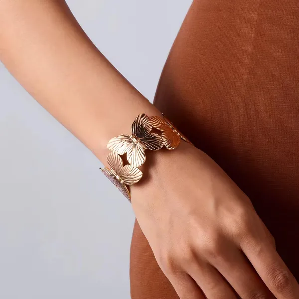 Golden_Stainless_Steel_Wide_Butterfly_Statement_Cuff_Bracelet_For_Women