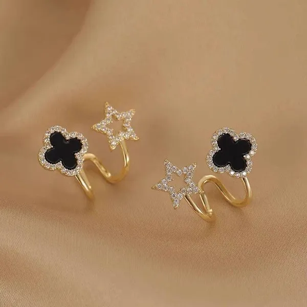 Gold-Plated_Black_Clove_&_Star_Hoop_Earrings_for_Women