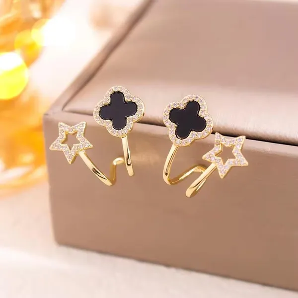 Gold-Plated_Black_Clove_&_Star_Hoop_Earrings_for_Women