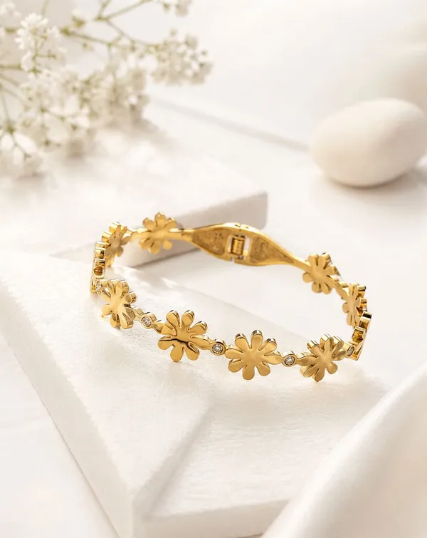 Gold-Toned_Floral_Charm_Bracelet_for_Women