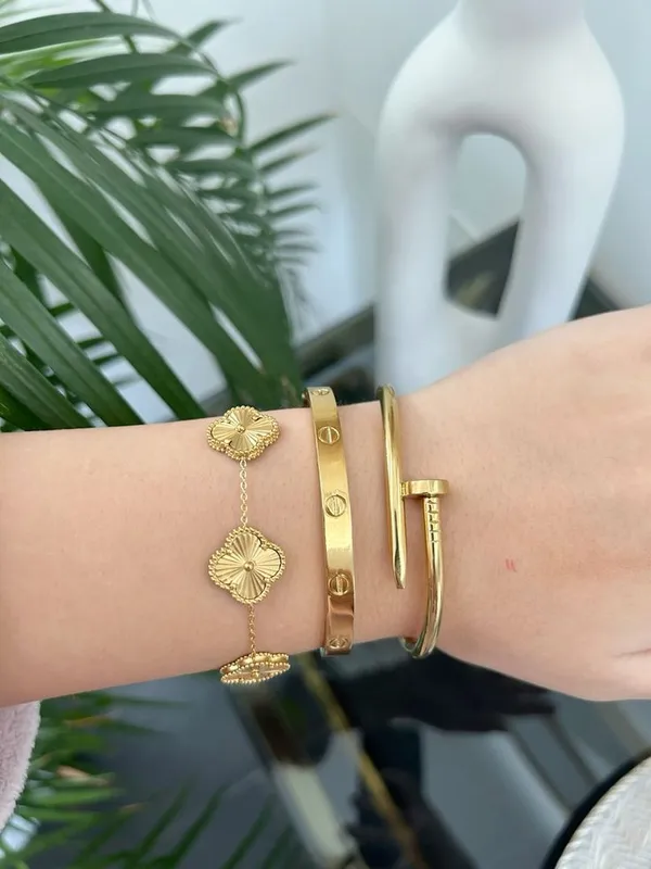 Luxury_Clove_Charm_Bracelet_&_Bangle_Set_for_Women