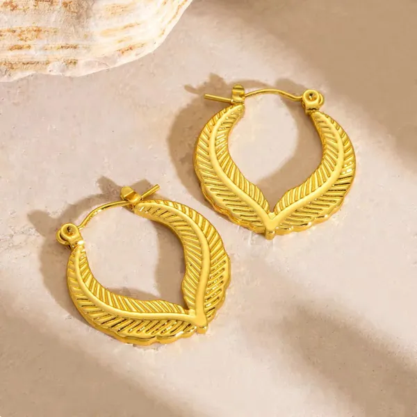 Golden_Leaf_Anti-Tarnish_Hoop_Earrings