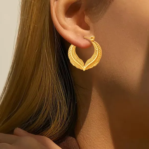 Golden_Leaf_Anti-Tarnish_Hoop_Earrings