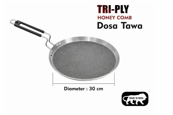 Silver_Stainless_Steel_Tri_Ply_4_Mm_Thick_Honeycomb_Nonstick_30_Cm_Dosa_Tawa