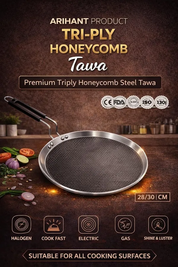 Silver_Stainless_Steel_Tri_Ply_4_Mm_Thick_Honeycomb_Nonstick_30_Cm_Dosa_Tawa