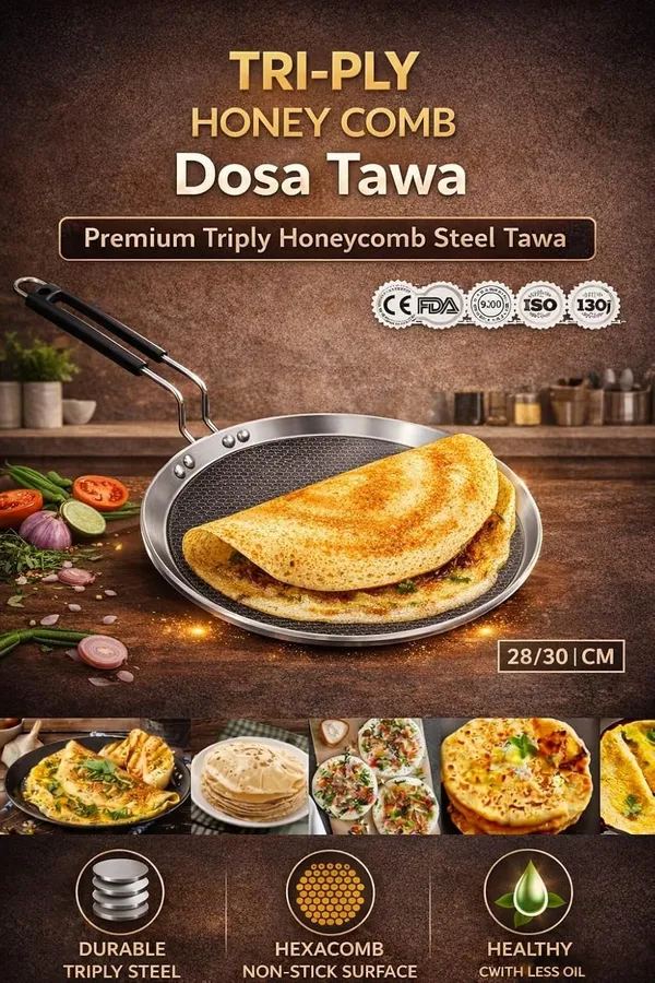 Silver_Stainless_Steel_Tri_Ply_4_Mm_Thick_Honeycomb_Nonstick_30_Cm_Dosa_Tawa