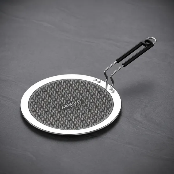 Silver_Stainless_Steel_Tri_Ply_Heavy_Gauge_14_Cm_Tadka_Tempering_Pan_And_Silver_Stainless_Steel_Tri_Ply_4_Mm_Thick_Honeycomb_Nonstick_26_Cm_Roti_Tawa_Combo_Pack_Of_2