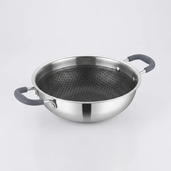 Silver_Stainless_Steel_Tri_Ply_Honeycomb_Nonstick_Dual_Handle_Kadai