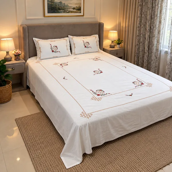 White_Floral_Embroidered_King_Size_Bed_Sheet_Set