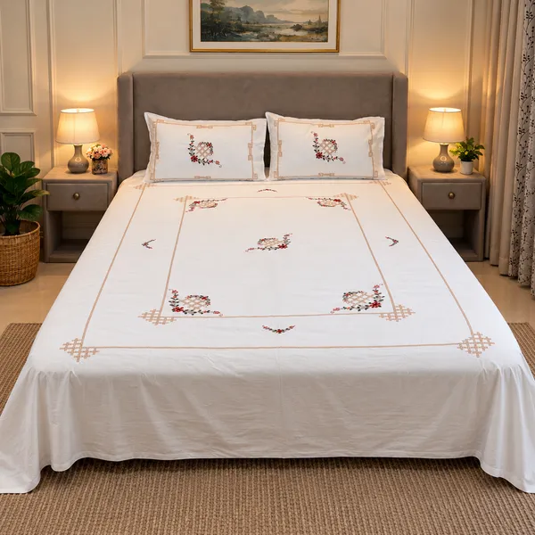 White_Floral_Embroidered_King_Size_Bed_Sheet_Set