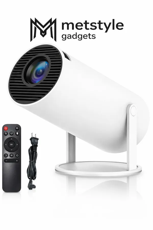 HY300_Pro_Smart,4K_HD_Wifi6_BT5,_Android12,_180Degree_Rotation_Auto_Keystone_(4500_lm_/_1_Speaker_/_Wireless_/_Remote_Controller)_Portable_Projector_(White_&_Black)