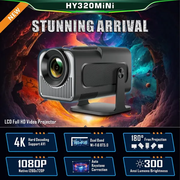 HY320_Mini_4K_Support_Android_13_WiFi_6/BT_5.0_2GB/16GB_Auto_Keystone_(5000_lm_/_1_Speaker_/_Wireless_/_Remote_Controller)_Portable_Projector_(Black)