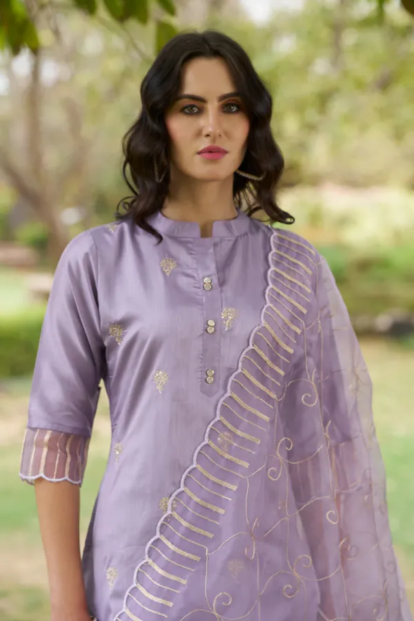 Floral_Embroidered_Silk_Round_Neck_Kurta_Trouser_And_Dupatta_Set
