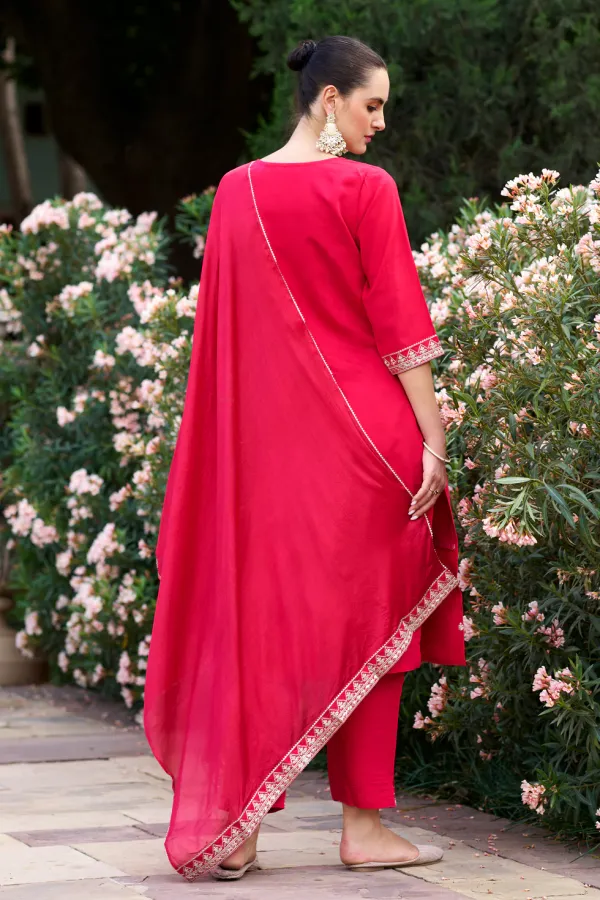 Floral_Embroidered_Cotton_Silk_V_Neck_Kurta_Trouser_&_Dupatta