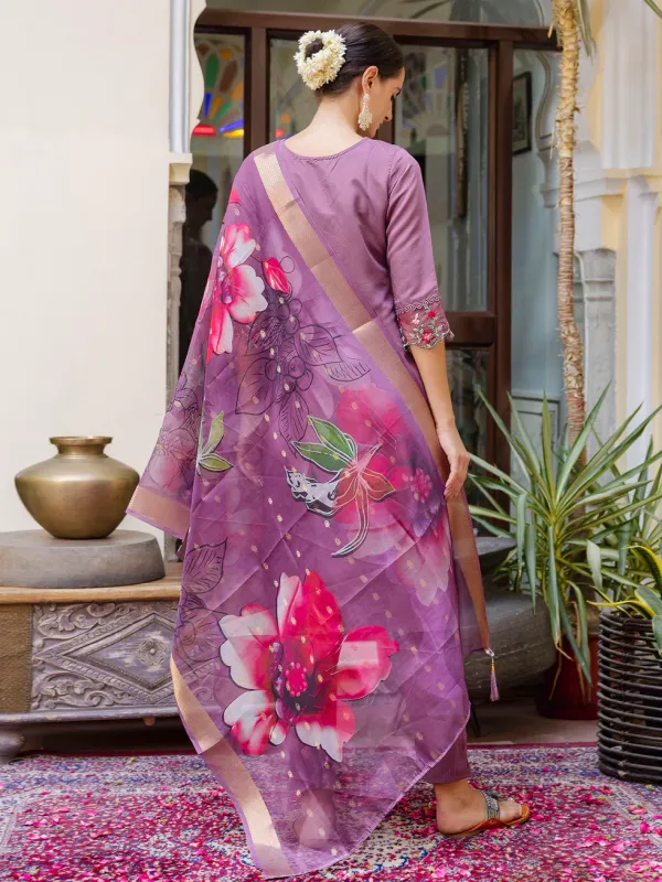 Floral_Embroidered_Silk_Round_Neck_Kurta_Trouser_&_Dupatta_Set