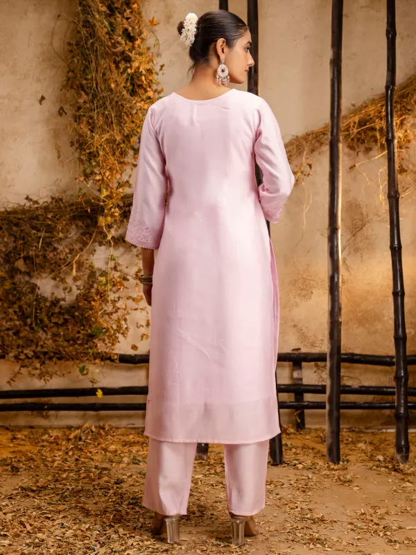 Floral_Embroidered_Silk_V_Neck_Kurta_Trouser_&_Dupatta_Set
