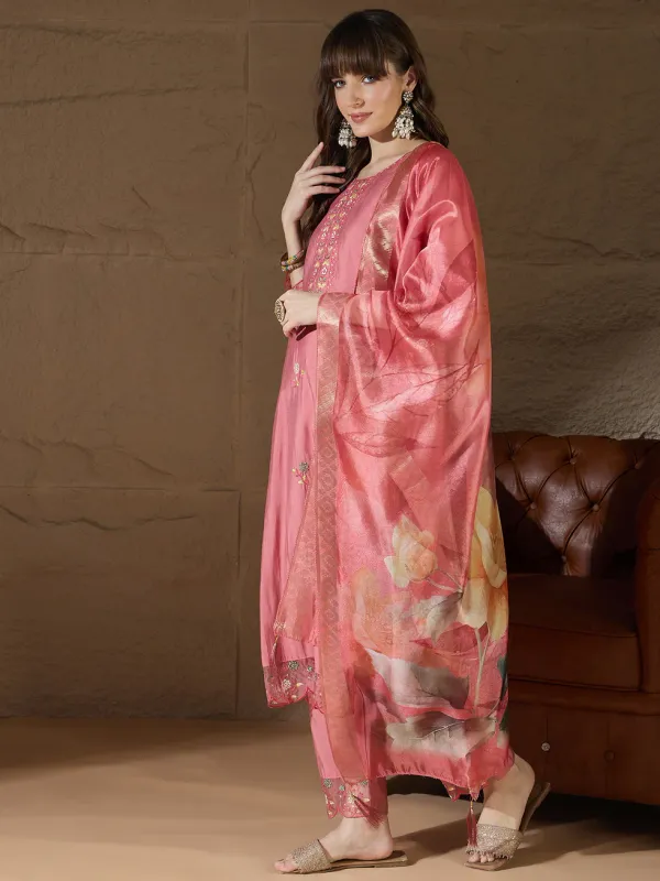 Floral_Embroidered_Silk_Round_Neck_Kurta_Trouser_&_Dupatta_Set
