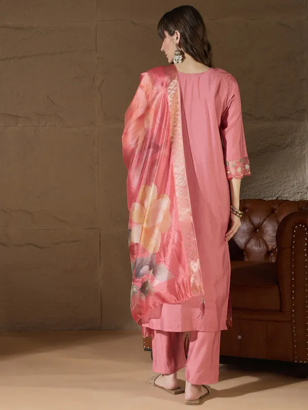 Floral_Embroidered_Silk_Round_Neck_Kurta_Trouser_&_Dupatta_Set