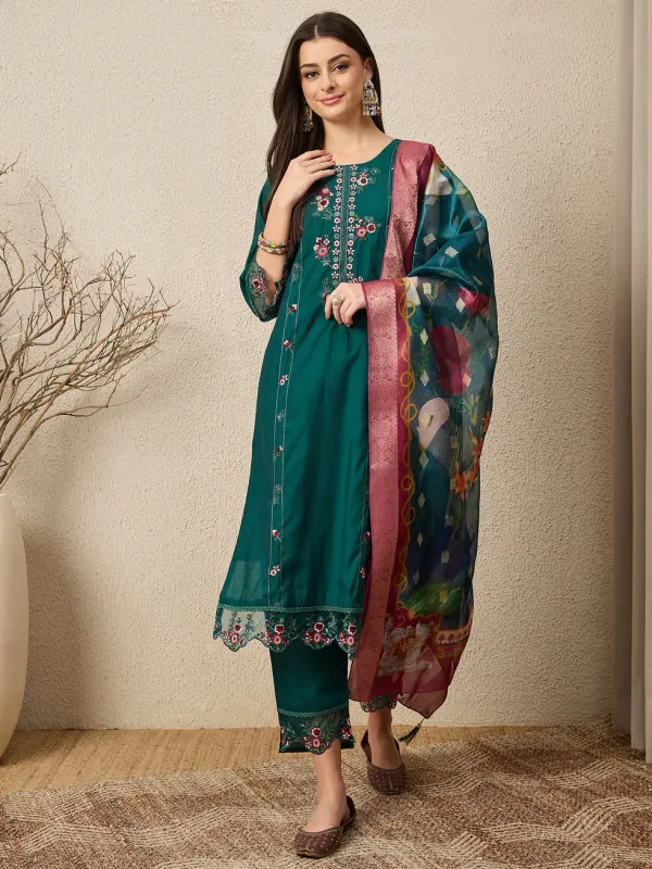 Floral_Embroidered_Silk_Round_Neck_Kurta_Trouser_&_Dupatta_Set