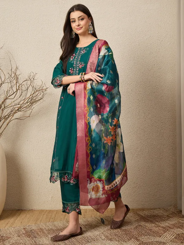 Floral_Embroidered_Silk_Round_Neck_Kurta_Trouser_&_Dupatta_Set