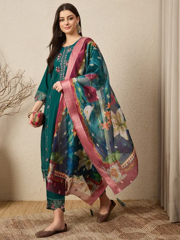 Floral_Embroidered_Silk_Round_Neck_Kurta_Trouser_&_Dupatta_Set