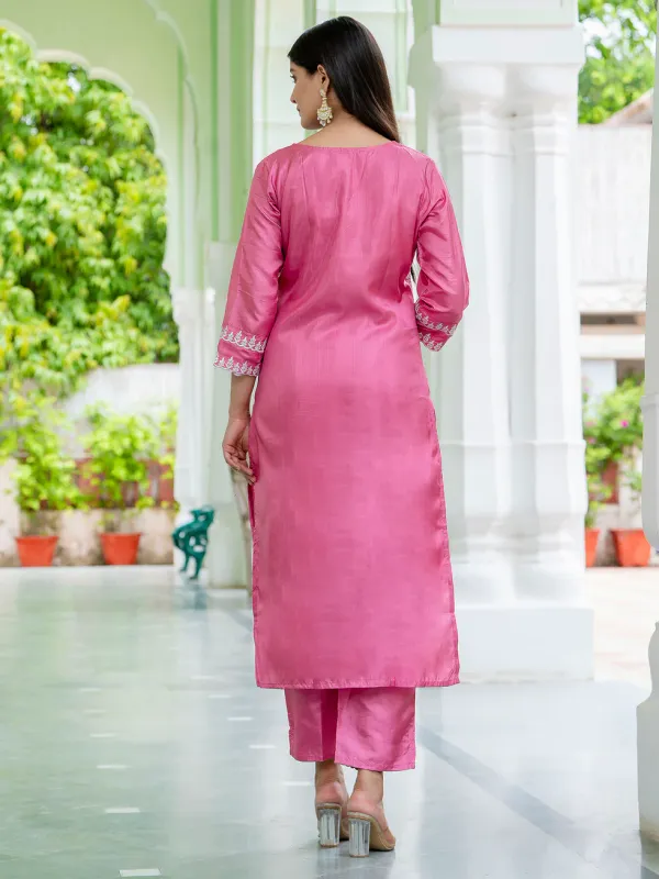 Floral_Embroidered_Silk_Blend_V_Neck_Kurta_Trouser_&_Dupatta_Set