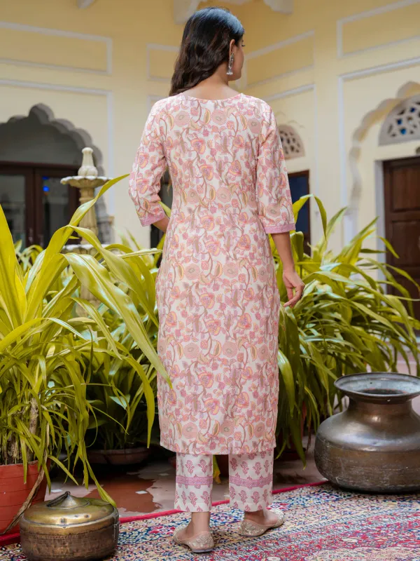 Floral_Printed_Pure_Cotton_V_Neck_Kurta_Trouser_And_Dupatta_Set