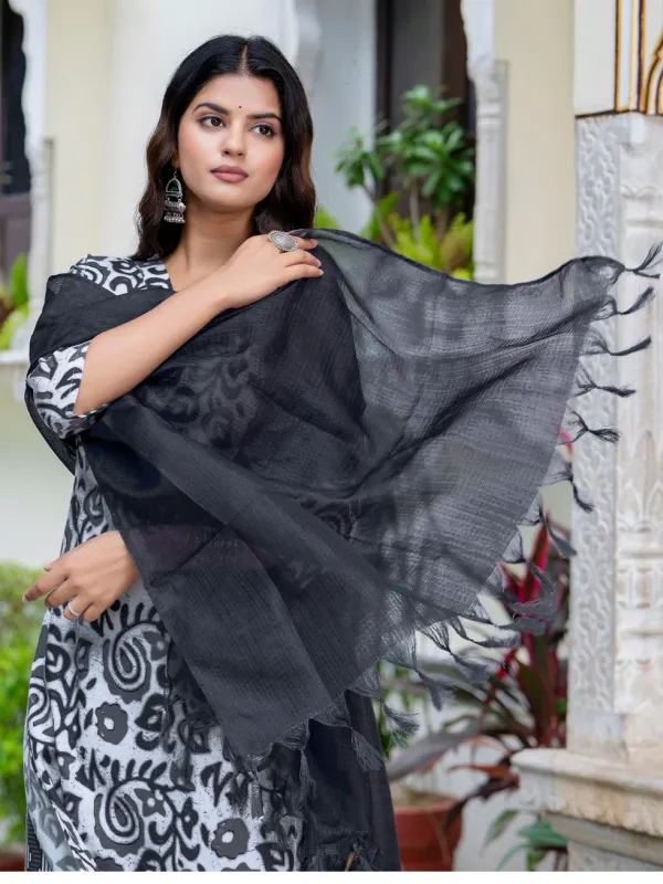 Floral_Printed_Pure_Cotton_V_Neck_Kurta_Trouser_And_Dupatta_Set