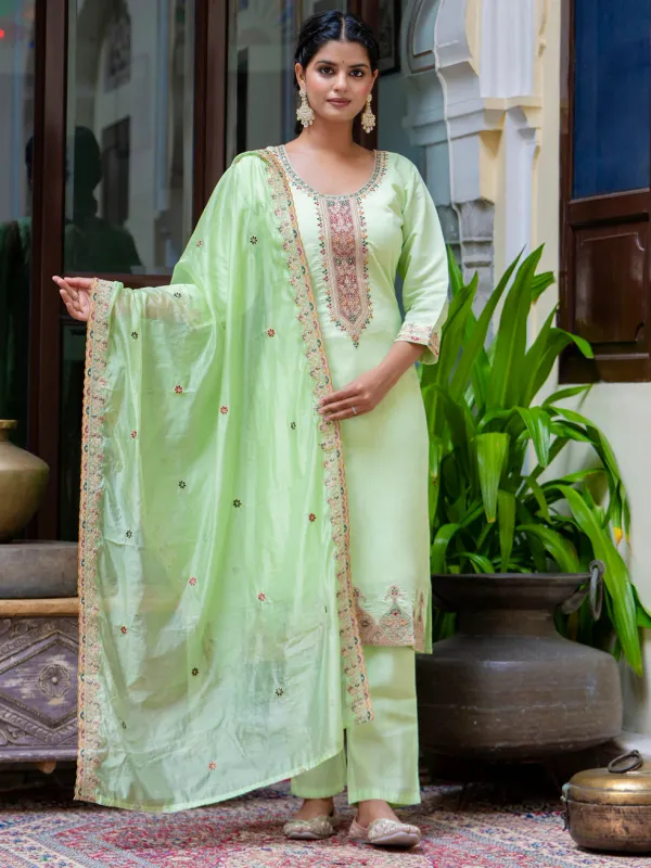 Floral_Embroidered_Silk_Round_Neck_Kurta_Trouser_&_Dupatta_Set