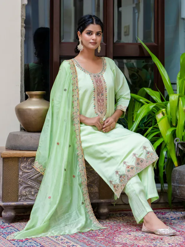 Floral_Embroidered_Silk_Round_Neck_Kurta_Trouser_&_Dupatta_Set