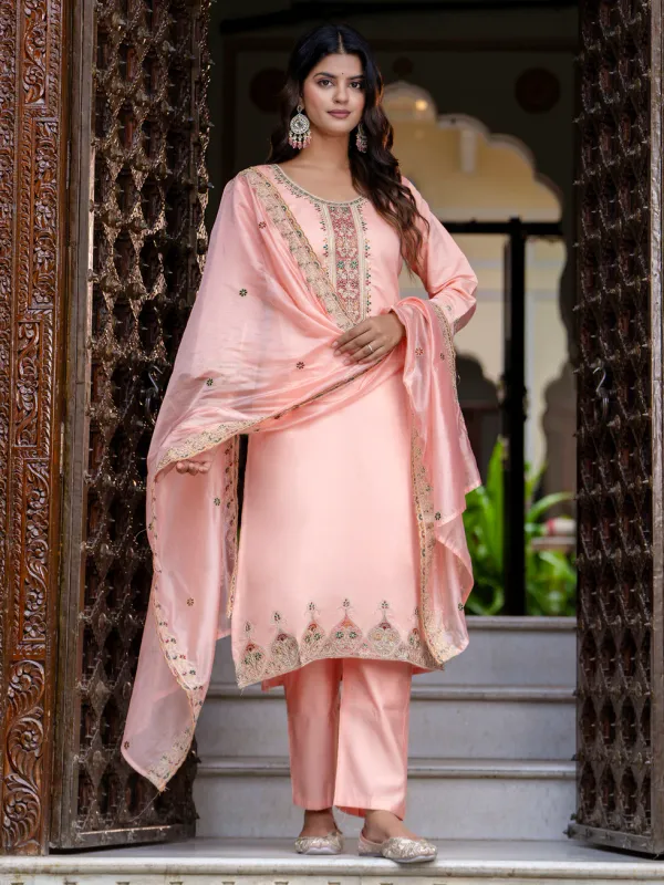 Floral_Embroidered_Silk_Round_Neck_Kurta_Trouser_&_Dupatta_Set