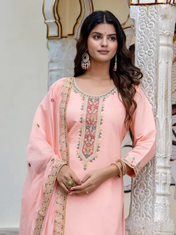 Floral_Embroidered_Silk_Round_Neck_Kurta_Trouser_&_Dupatta_Set