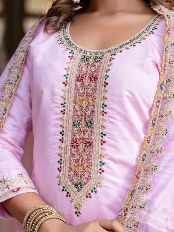 Floral_Embroidered_Silk_Round_Neck_Kurta_Trouser_&_Dupatta_Set