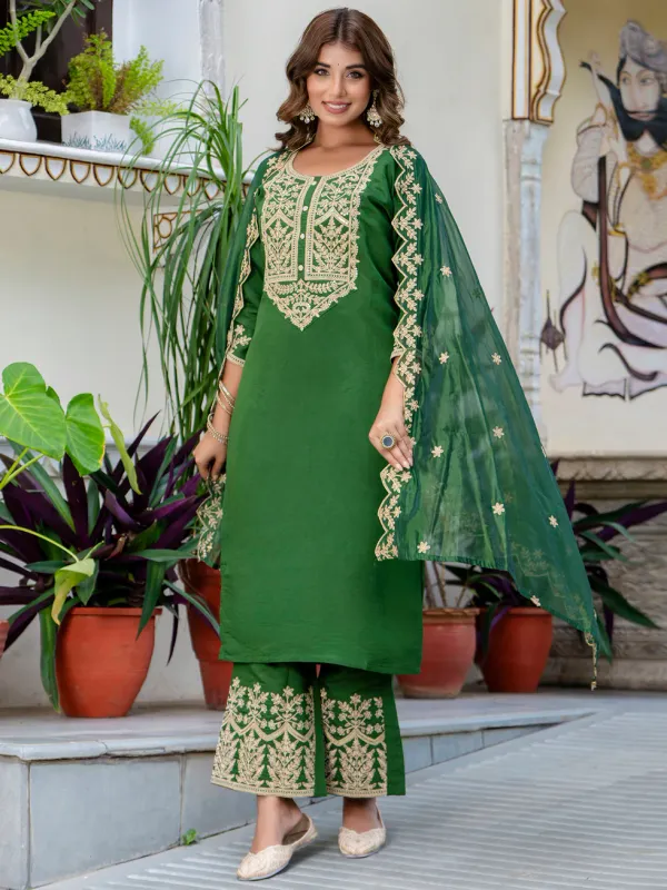 Floral_Embroidered_Silk_Round_Neck_Kurta_Trouser_&_Dupatta_Set