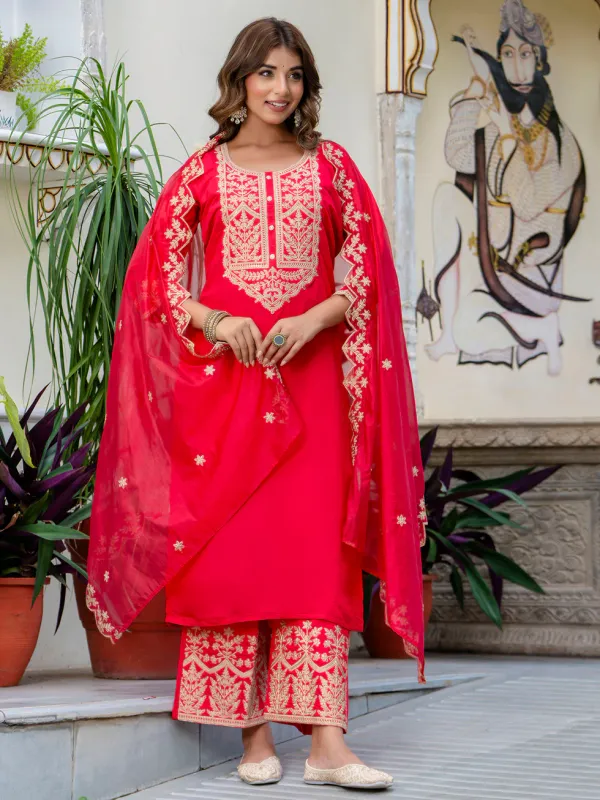 Floral_Embroidered_Silk_Round_Neck_Kurta_Trouser_&_Dupatta_Set