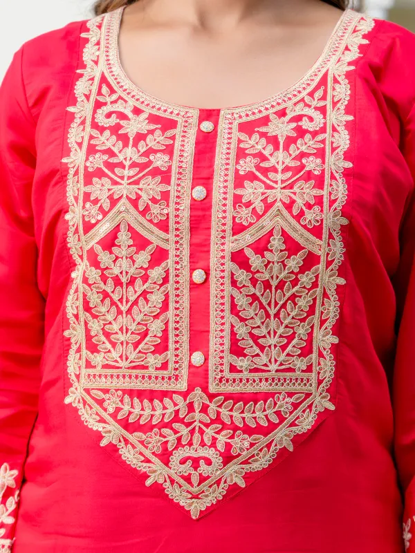 Floral_Embroidered_Silk_Round_Neck_Kurta_Trouser_&_Dupatta_Set