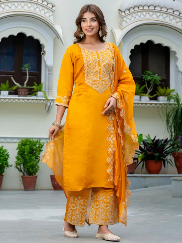 Floral_Embroidered_Silk_Round_Neck_Kurta_Trouser_&_Dupatta_Set