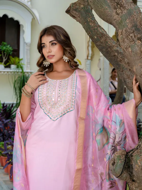 Floral_Embroidered_Silk_Round_Neck_Kurta_Trouser_&_Dupatta_Set