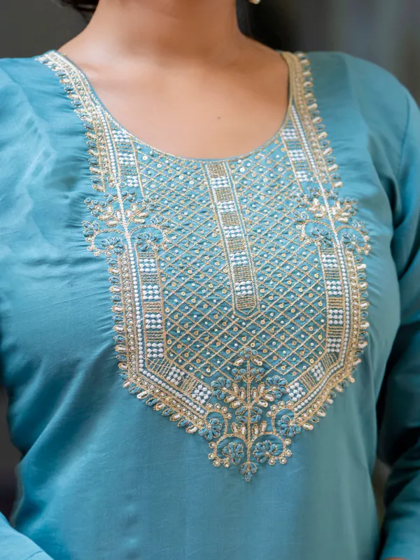 Floral_Embroidered_Silk_Round_Neck_Kurta_Trouser_&_Dupatta_Set