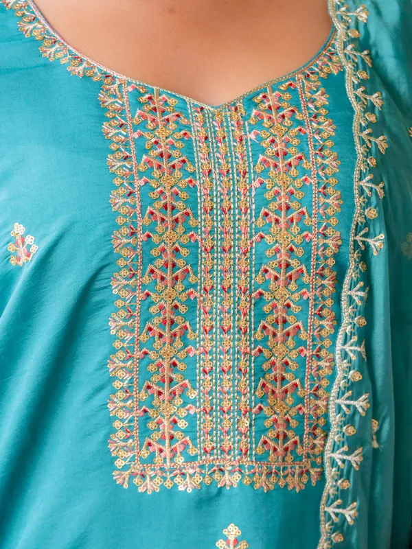 Floral_Embroidered_Silk_Round_Neck_Kurta_Trouser_&_Dupatta_Set
