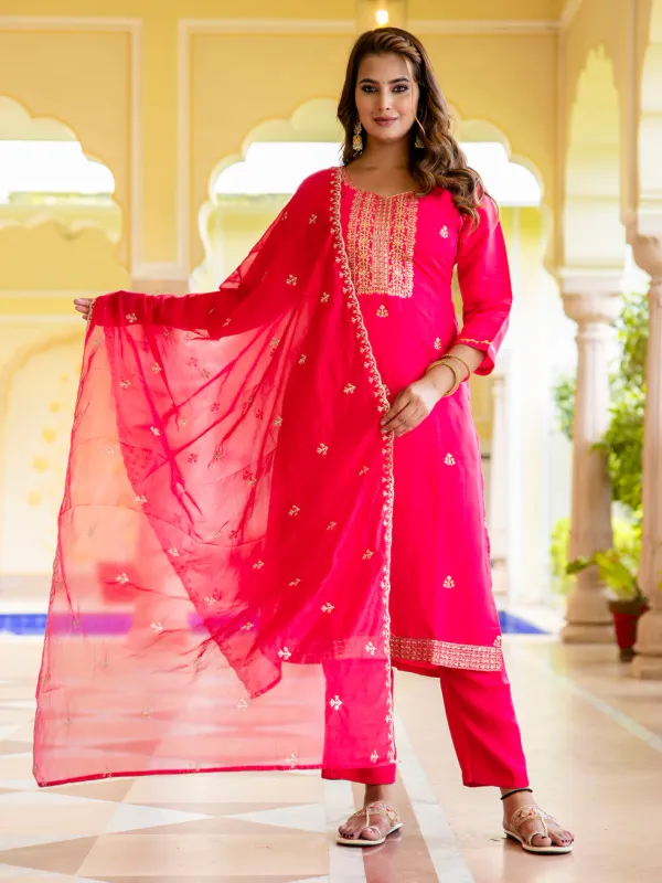 Floral_Embroidered_Silk_Round_Neck_Kurta_Trouser_&_Dupatta_Set