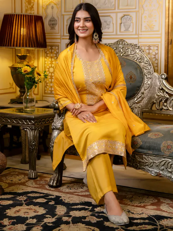 Floral_Embroidered_Silk_Round_Neck_Kurta_Trouser_&_Dupatta_Set