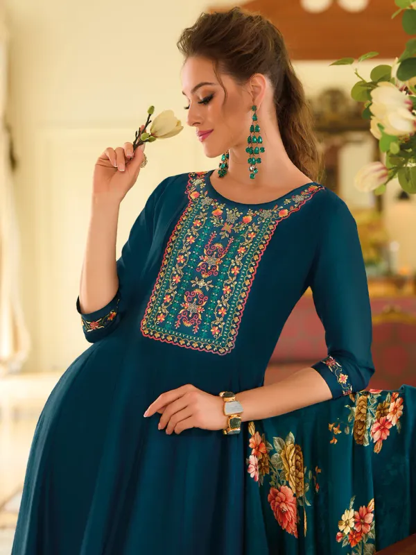 Floral_Embroidered_Silk_Round_Neck_Kurta_Trouser_&_Dupatta_Set