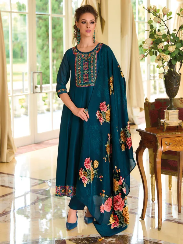 Floral_Embroidered_Silk_Round_Neck_Kurta_Trouser_&_Dupatta_Set