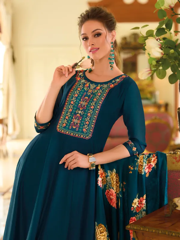 Floral_Embroidered_Silk_Round_Neck_Kurta_Trouser_&_Dupatta_Set