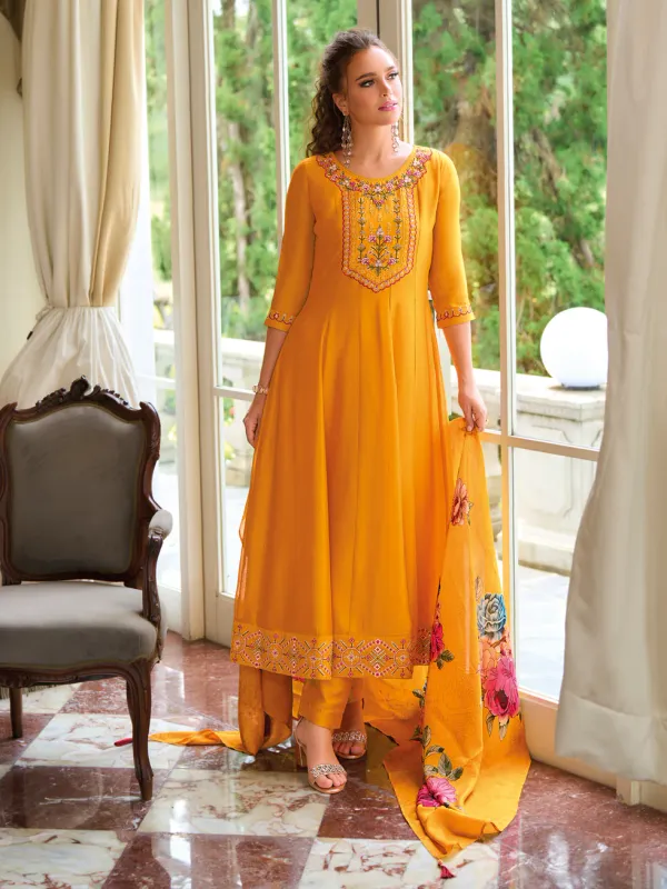 Floral_Embroidered_Silk_Round_Neck_Kurta_Trouser_&_Dupatta_Set
