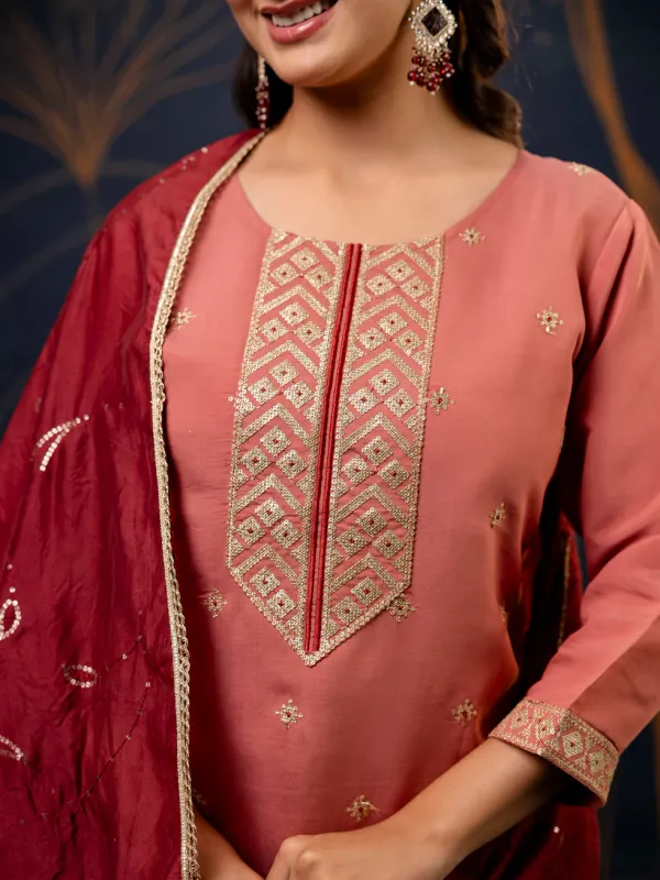 Floral_Embroidered_Silk_Round_Neck_Kurta_Trouser_&_Dupatta_Set